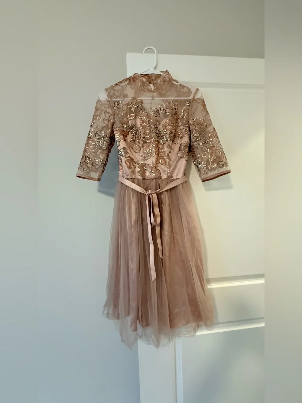 Chi Chi London Rose Gold Embroidered Lace & Tulle Midi Dress - Picture 5 of 10